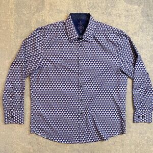 CON.STRUCT Shirt Mens XL Multicolor Geometric Button Up Long Sleeve Slim Stretch